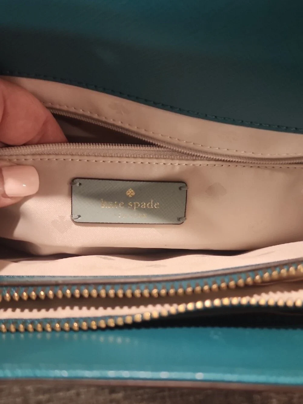 kate spade Mint and Teal Leather Top-Handle Tote